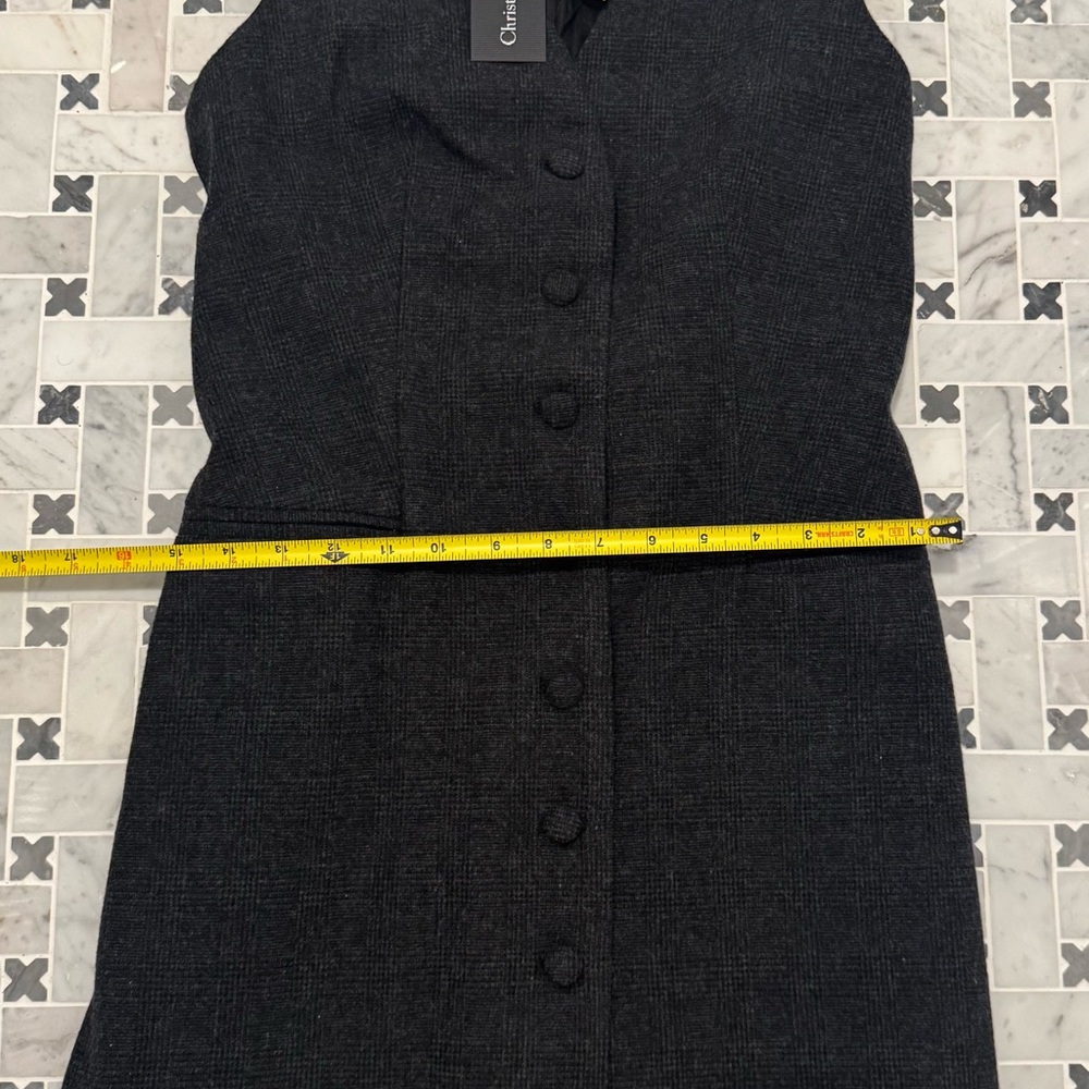 Christian Lacroix Wool Tweed Vest Dress charcoal Plaid SP NWT Sold Out - Picture 5 of 10